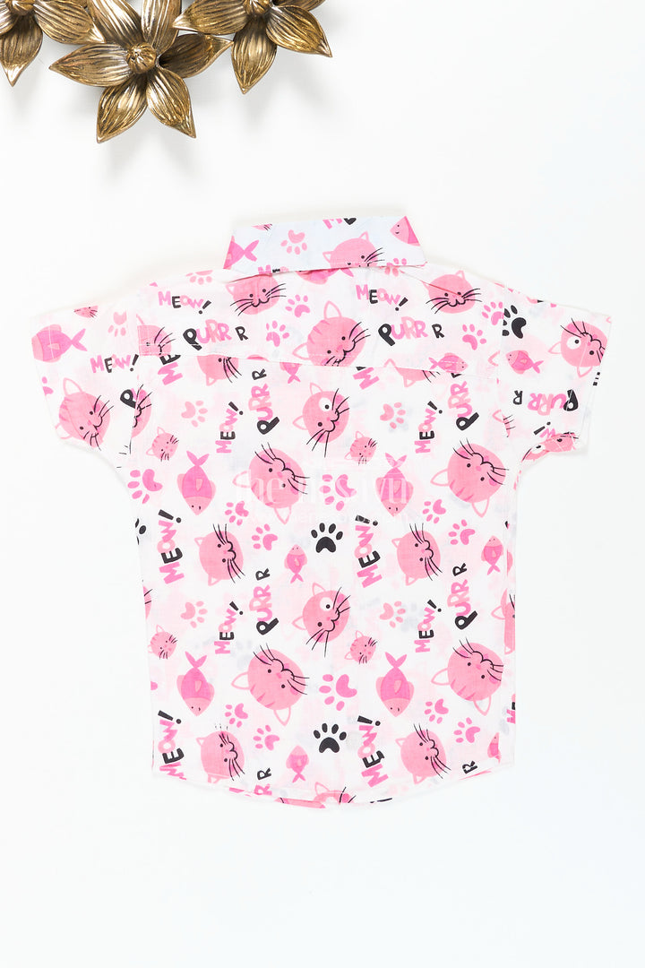 Boys pink cat print shirt for birthdays and playdates