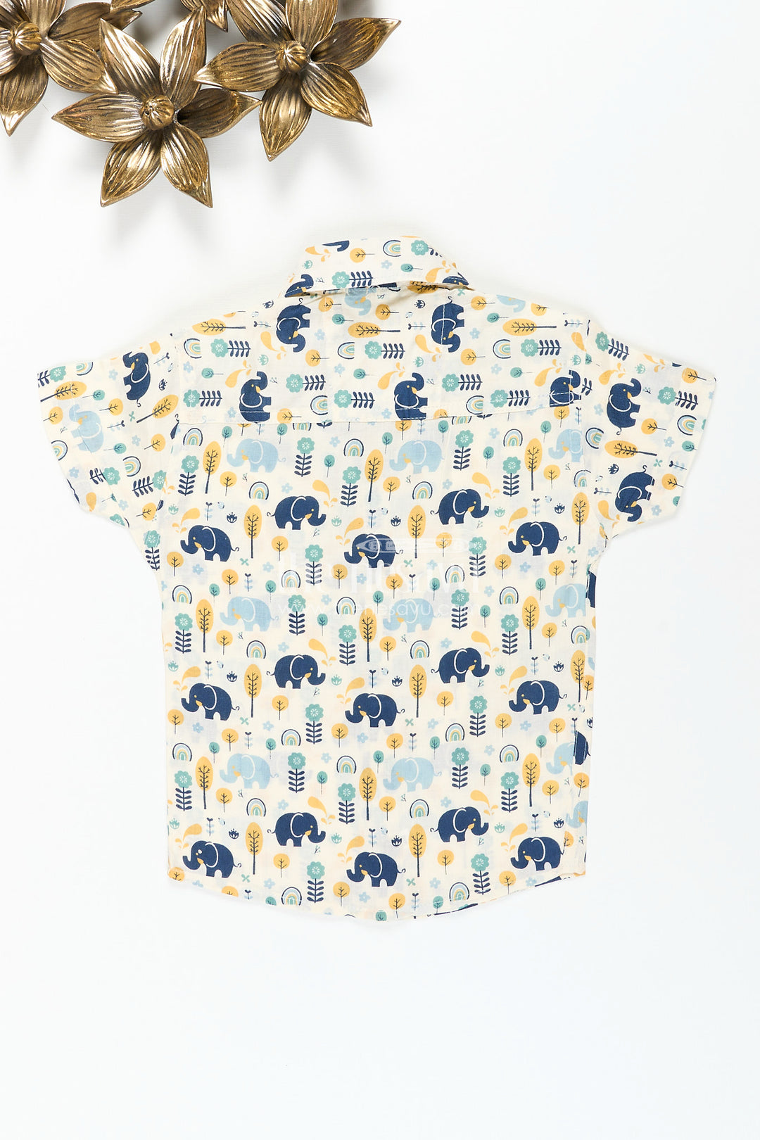 Boys cotton shirt with jungle elephant print for playful festive wear