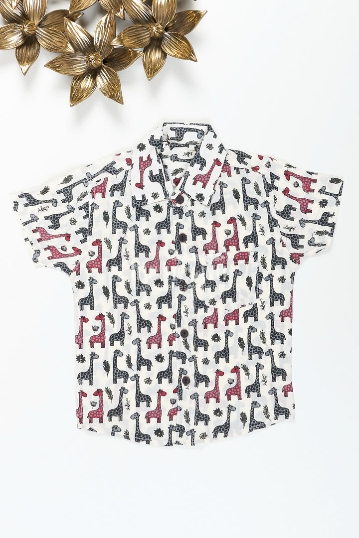Boys animal print cotton shirt for birthdays and zoo trips