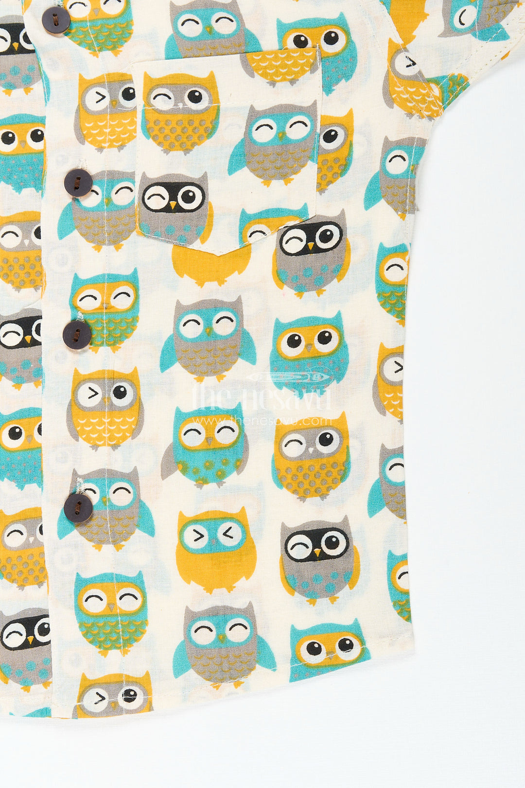 Boys multicolor owl print shirt for playful dressing and casual outings