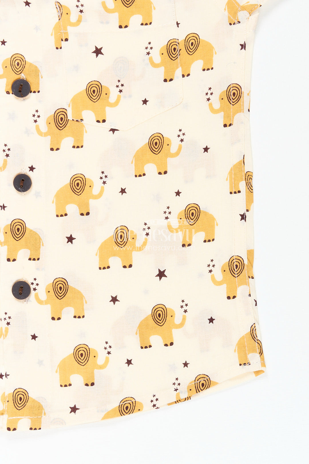 Boys yellow elephant print shirt for school ethnic day and festive wear