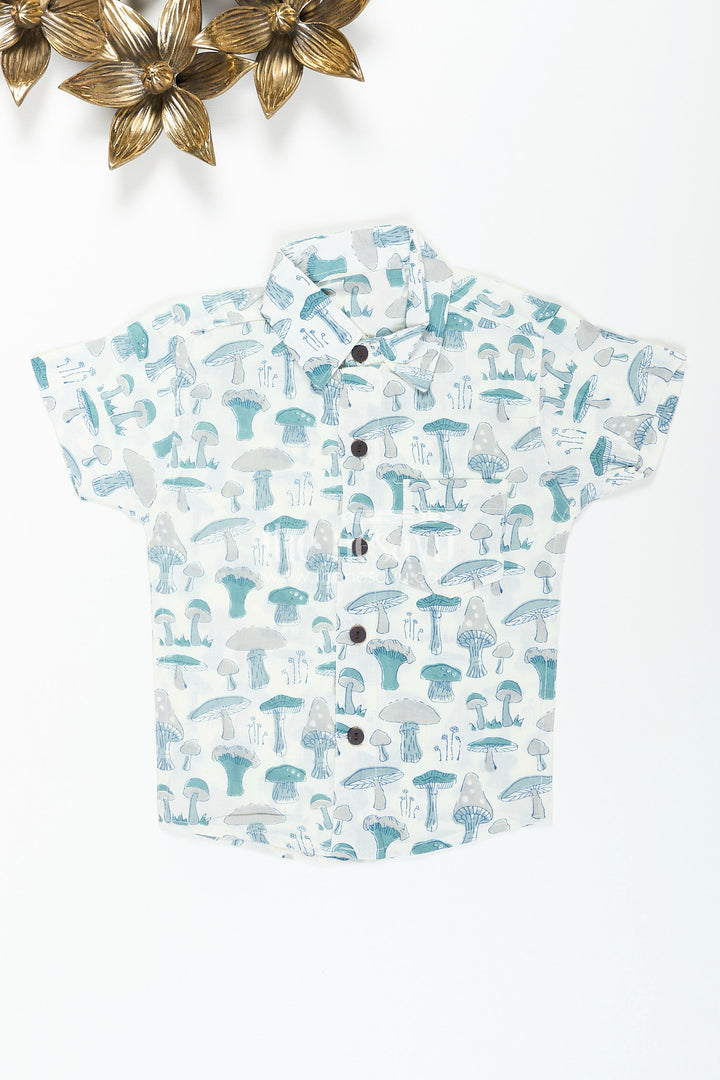 Boys cotton shirt with mushroom print for curious little adventurers