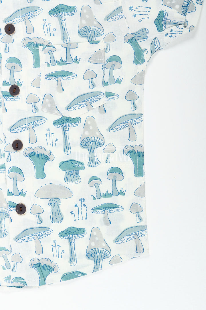 Boys cotton shirt with mushroom print for curious little adventurers