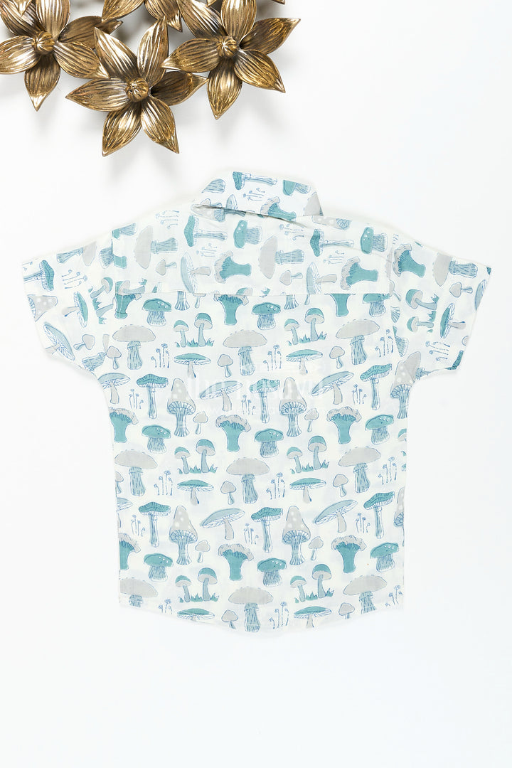 Boys cotton shirt with mushroom print for curious little adventurers