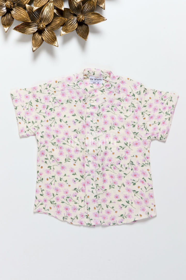 Boys floral muslin shirt for festive dressing and casual celebrations