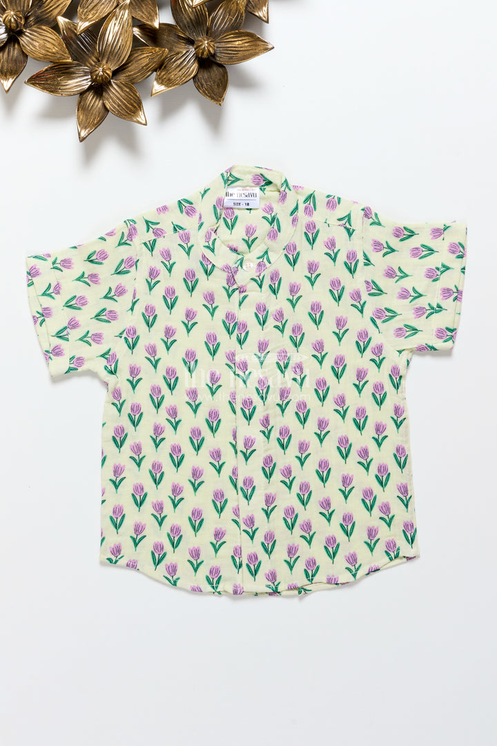 Boys floral muslin shirt for ethnic day and casual wear