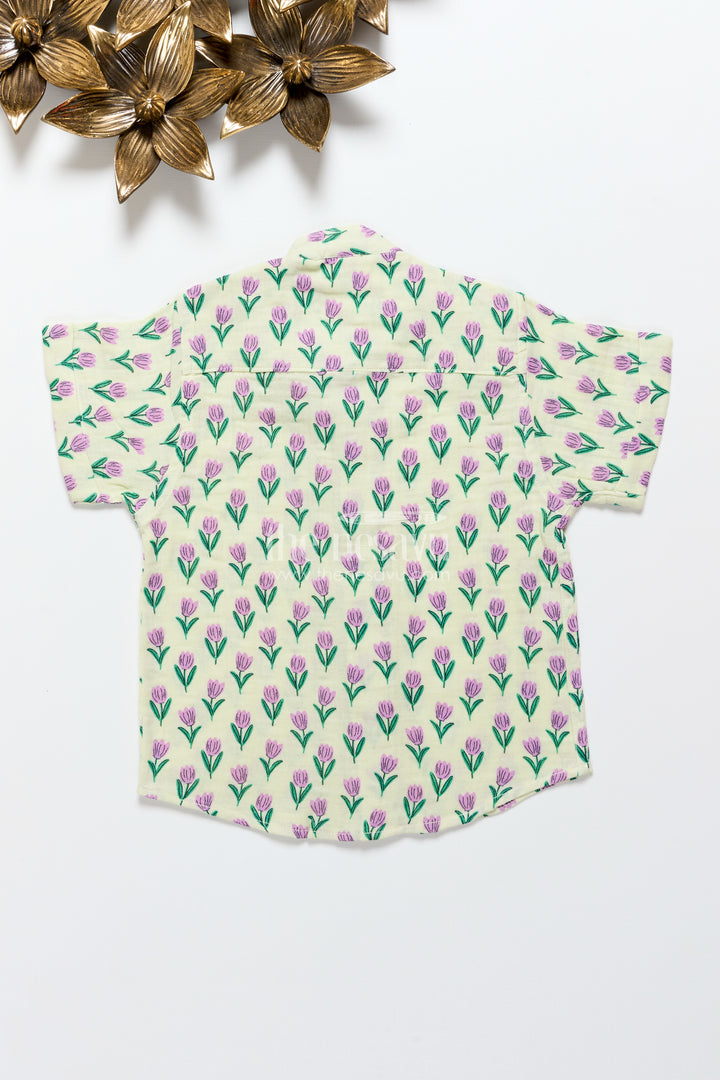 Boys floral muslin shirt for ethnic day and casual wear