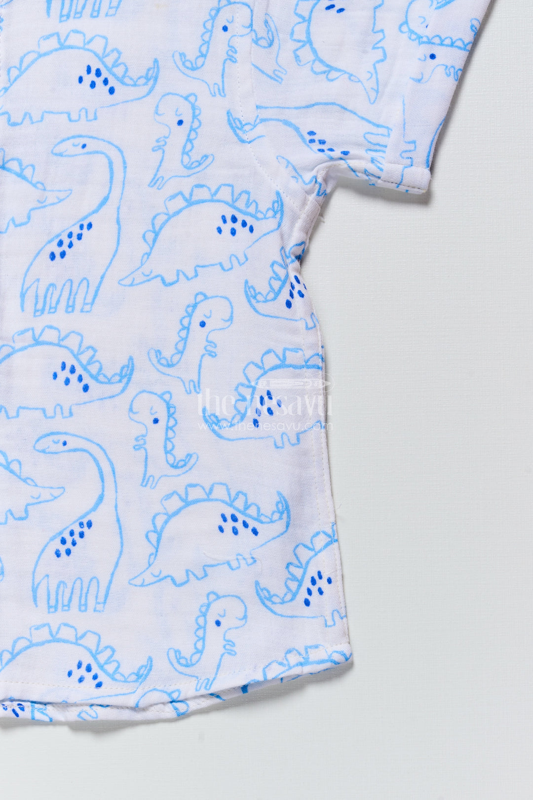 Boys dinosaur print muslin shirt for playful everyday dressing