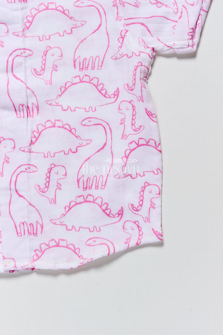 Boys dinosaur print muslin shirt for school and everyday fun