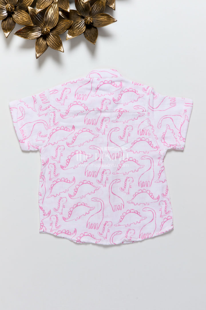 Boys dinosaur print muslin shirt for school and everyday fun