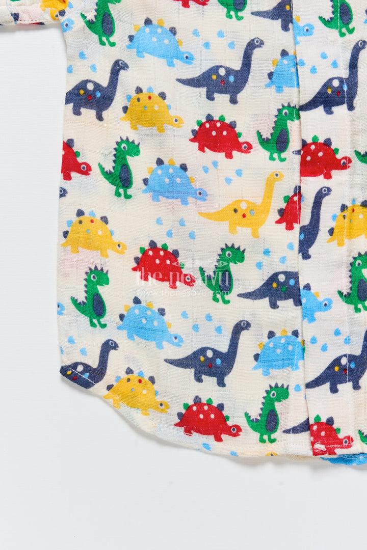 Boys dinosaur print cotton shirt for playful dressing and casual outings