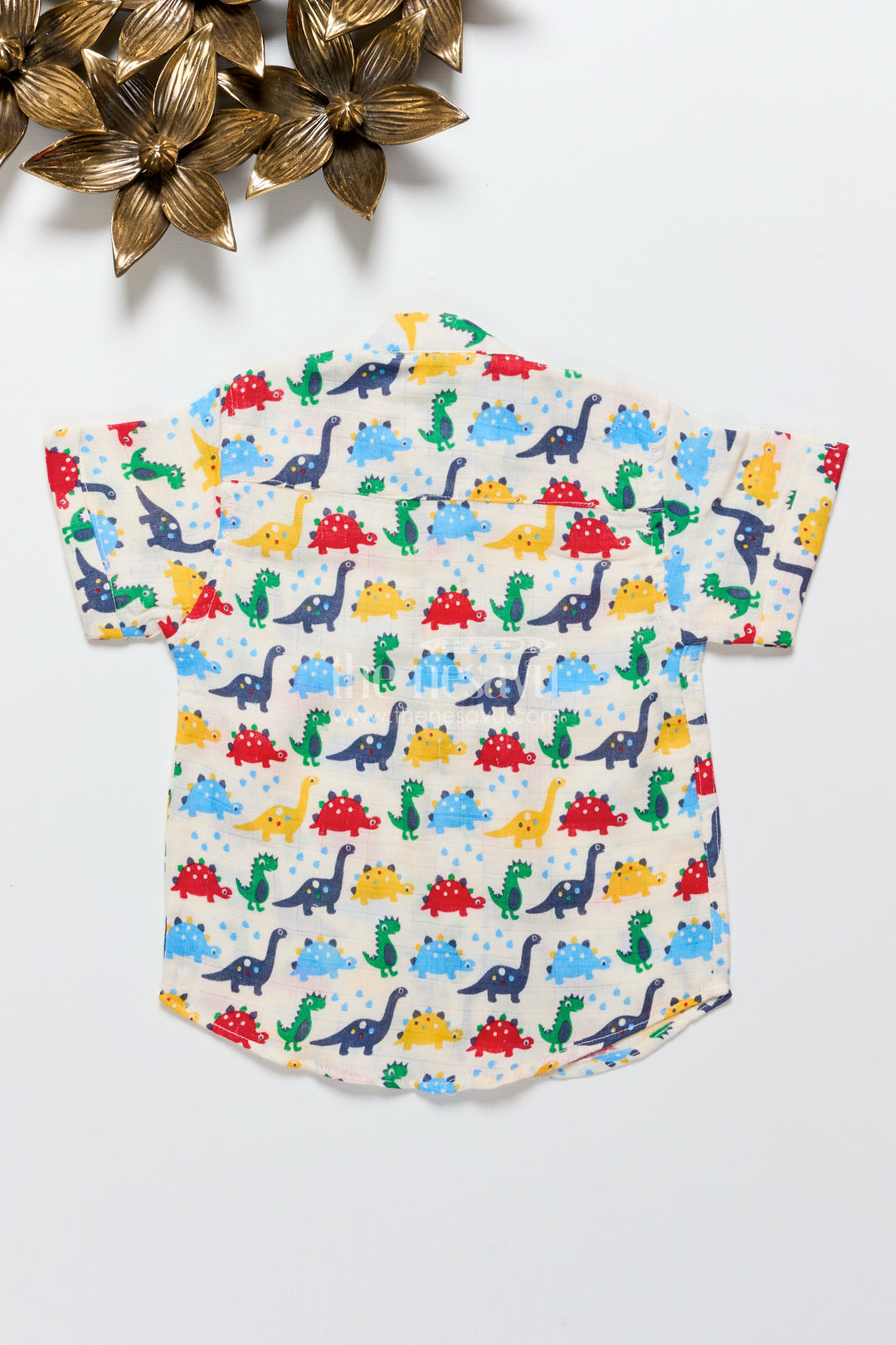 Boys dinosaur print cotton shirt for playful dressing and casual outings