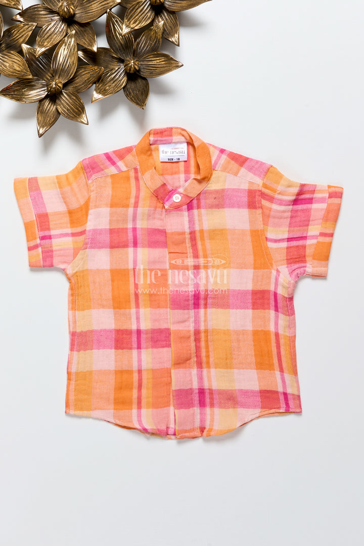 Boys checked muslin cotton shirt for festive school wear and casual dressing
