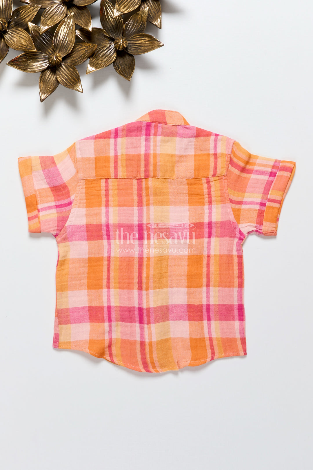 Boys checked muslin cotton shirt for festive school wear and casual dressing