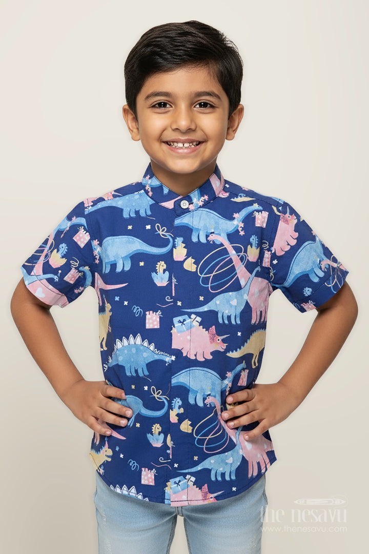 Boys Dinosaur Print Shirt for Birthday Parties and Casual Wear