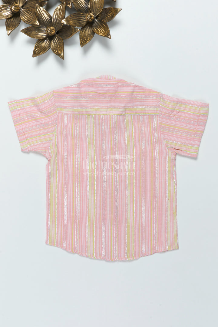 Boys Cotton Shirt with Zari Stripes for Casual Festive Wear
