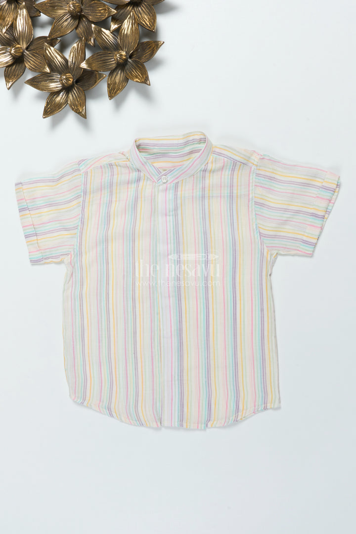 Boys Zari Cotton Shirt for Ethnic School Day and Festive Dressing
