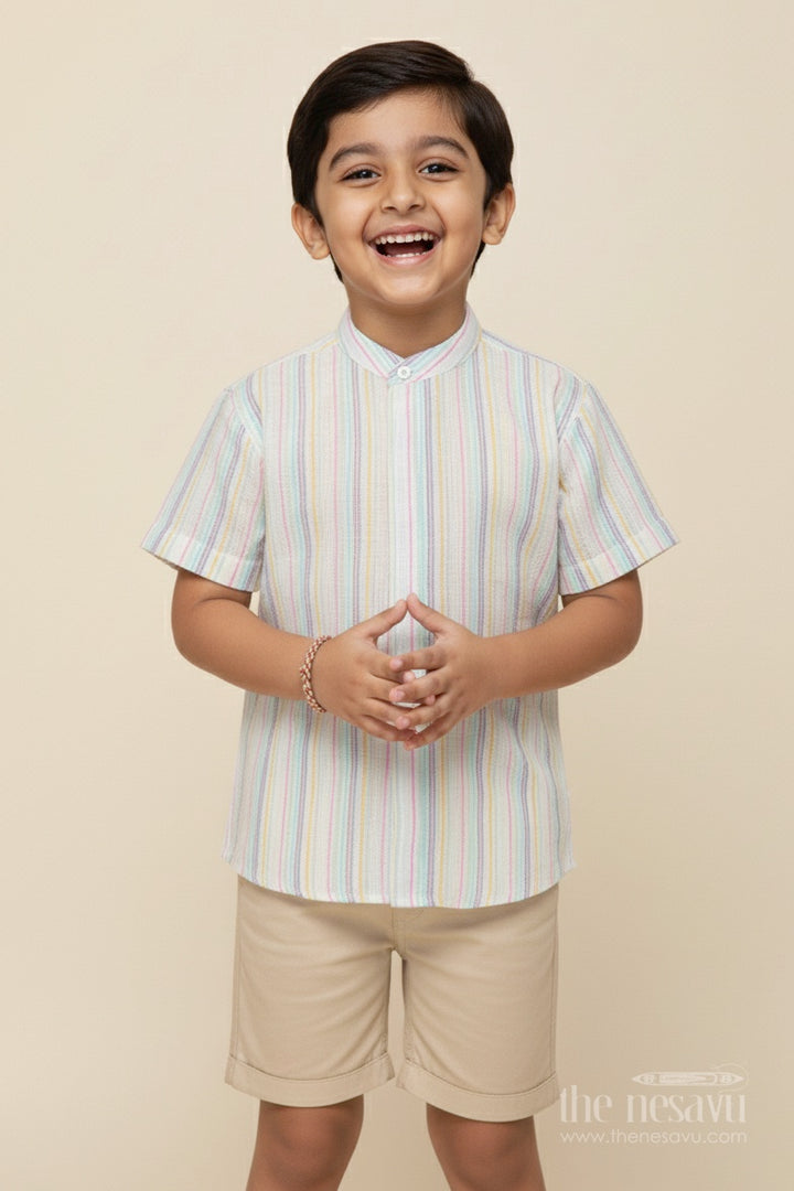 Boys Zari Cotton Shirt for Ethnic School Day and Festive Dressing
