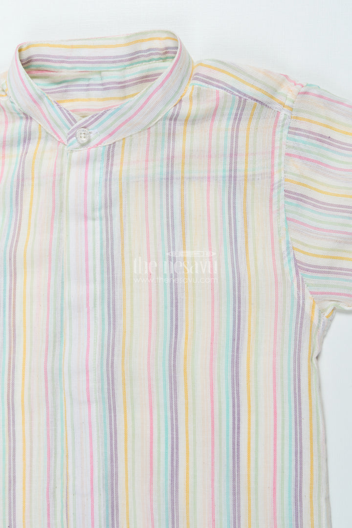 Boys Zari Cotton Shirt for Ethnic School Day and Festive Dressing