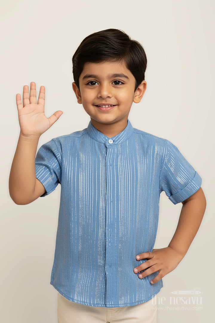 Boys Zari Cotton Shirt for Ethnic School Days and Casual Celebrations