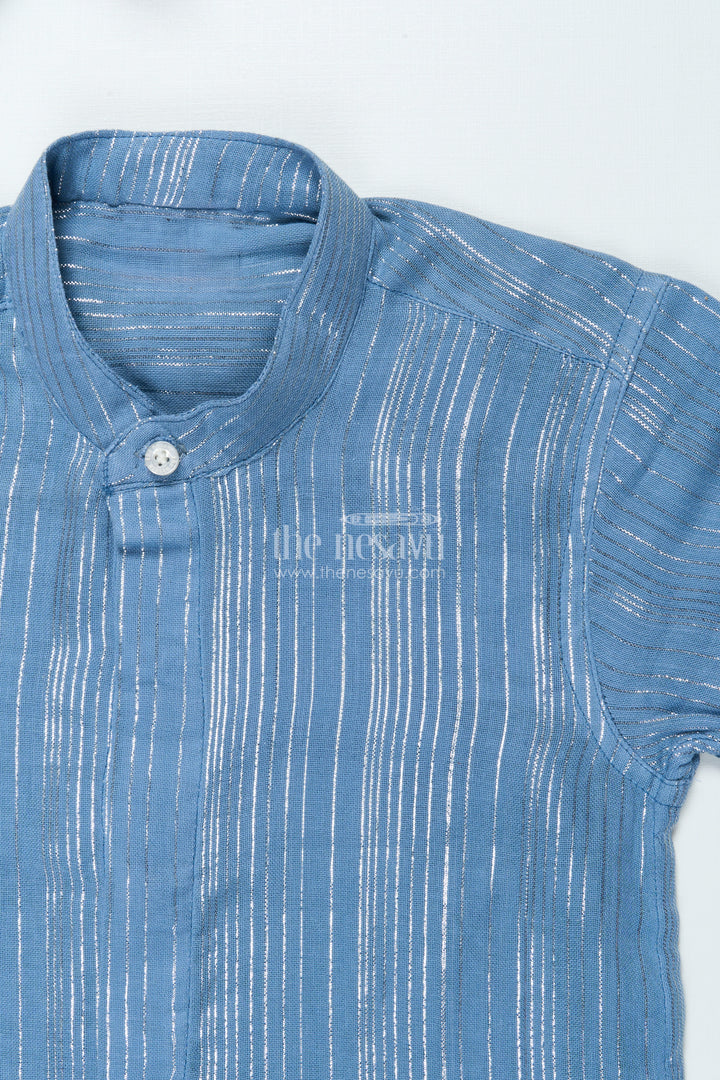 Boys Zari Cotton Shirt for Ethnic School Days and Casual Celebrations