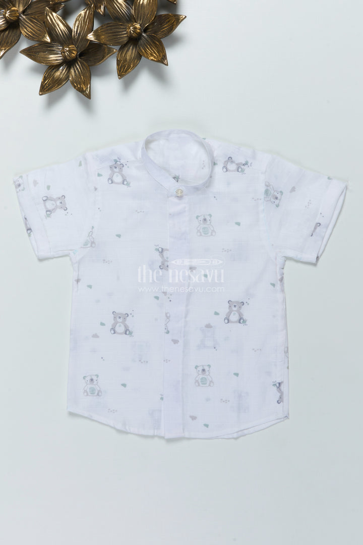 Boys Muslin Cotton Shirt with Animal Print for Playdates and Summer Comfort