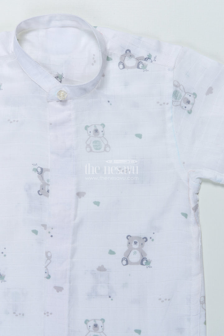 Boys Muslin Cotton Shirt with Animal Print for Playdates and Summer Comfort