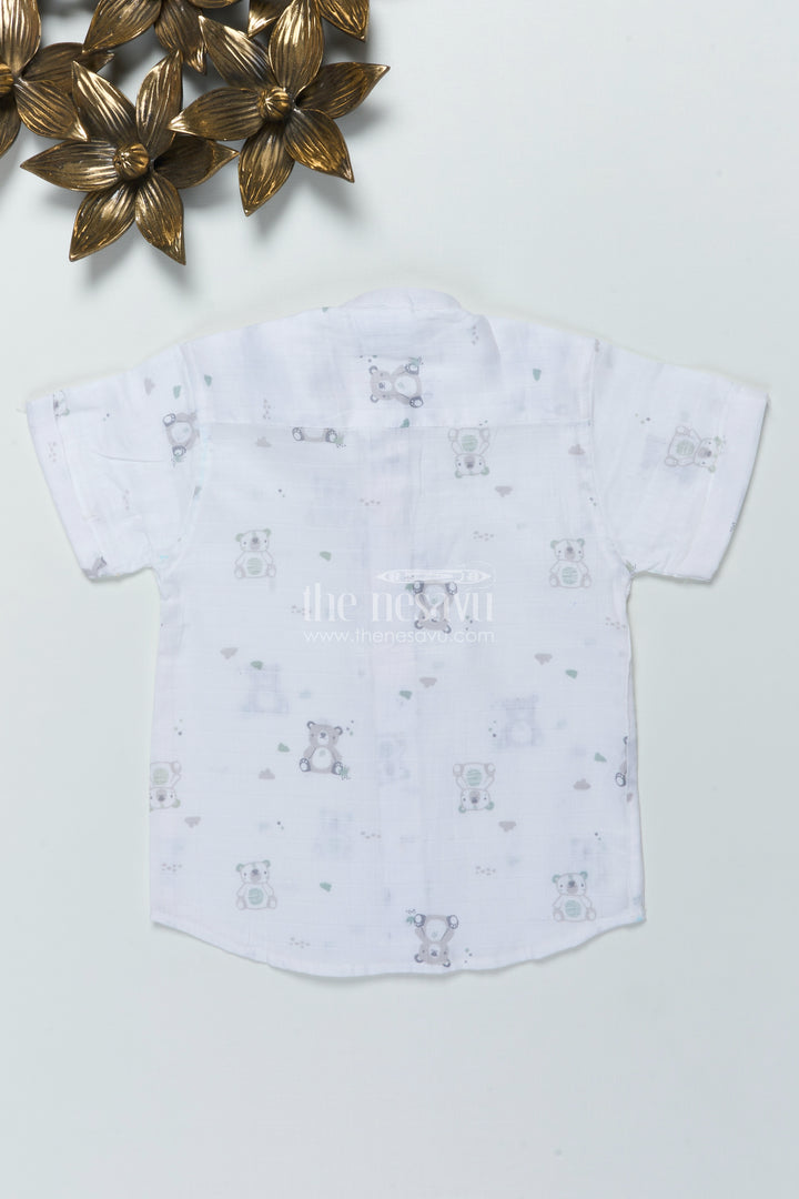 Boys Muslin Cotton Shirt with Animal Print for Playdates and Summer Comfort
