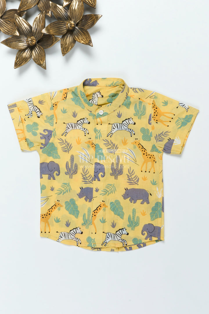 Boys Jungle-Themed Cotton Shirt for Summer Outings and Everyday Wear