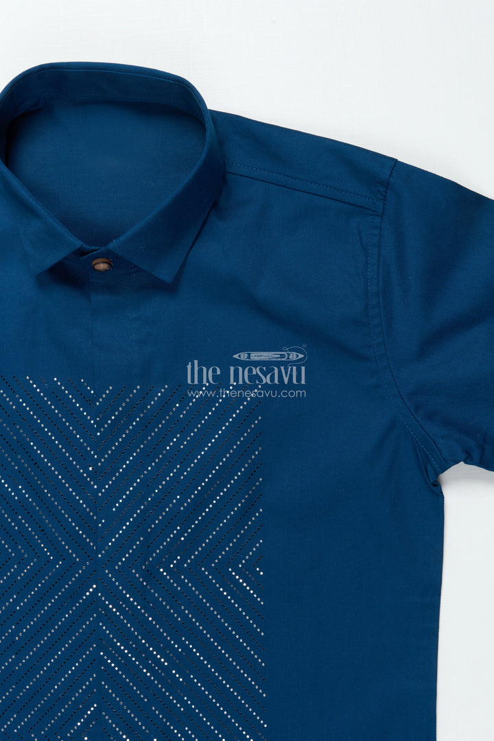 Boys Occasion Wear Shirt with Stylish Foil Print for Parties and Events