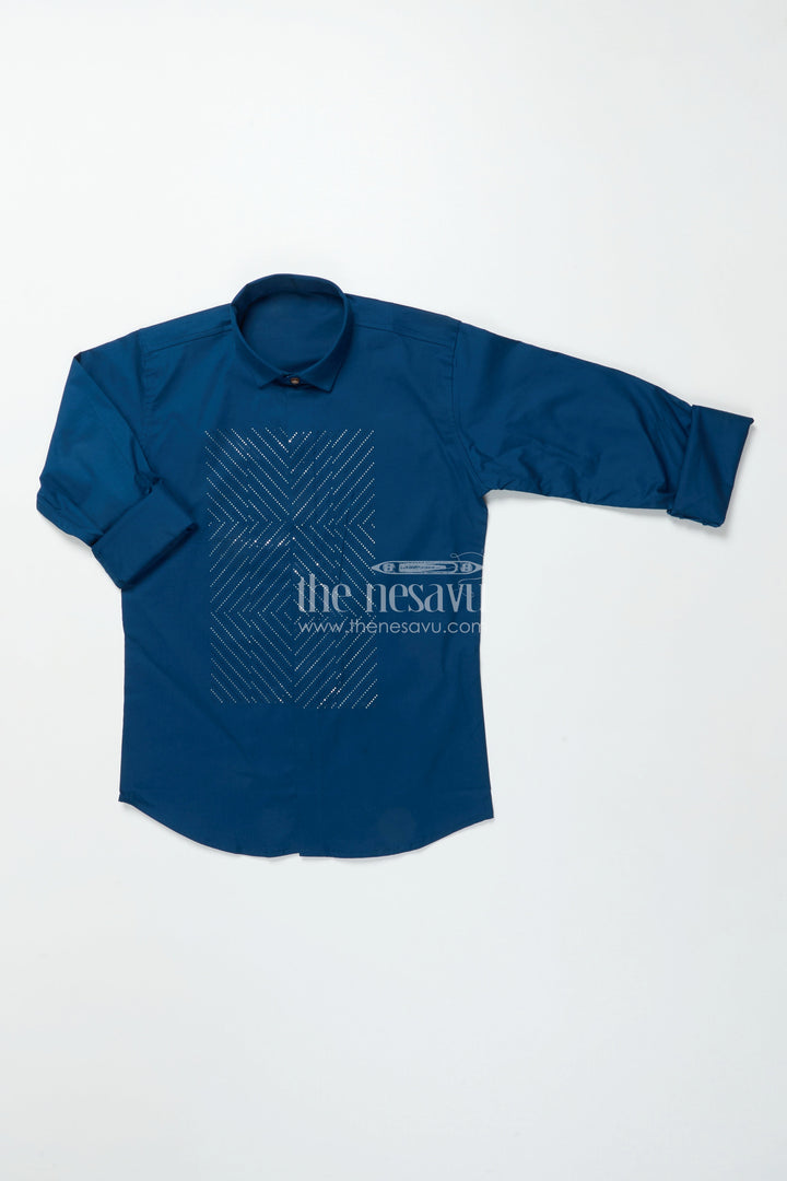 Boys Occasion Wear Shirt with Stylish Foil Print for Parties and Events