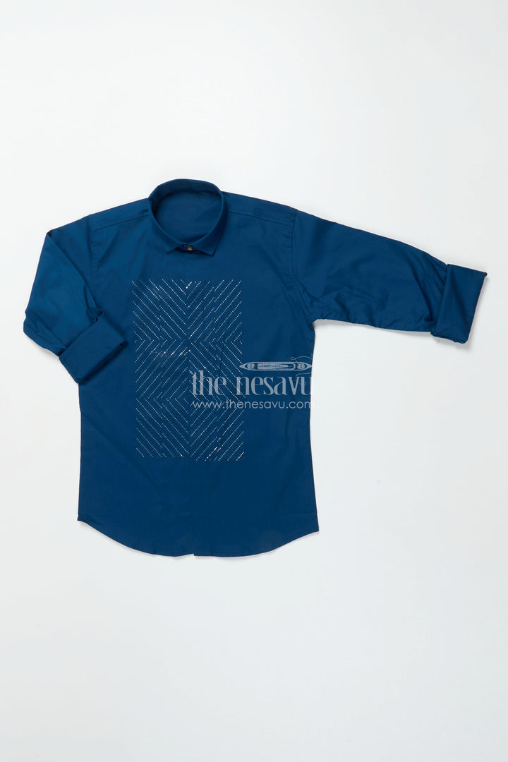 Boys Occasion Wear Shirt with Stylish Foil Print for Parties and Events
