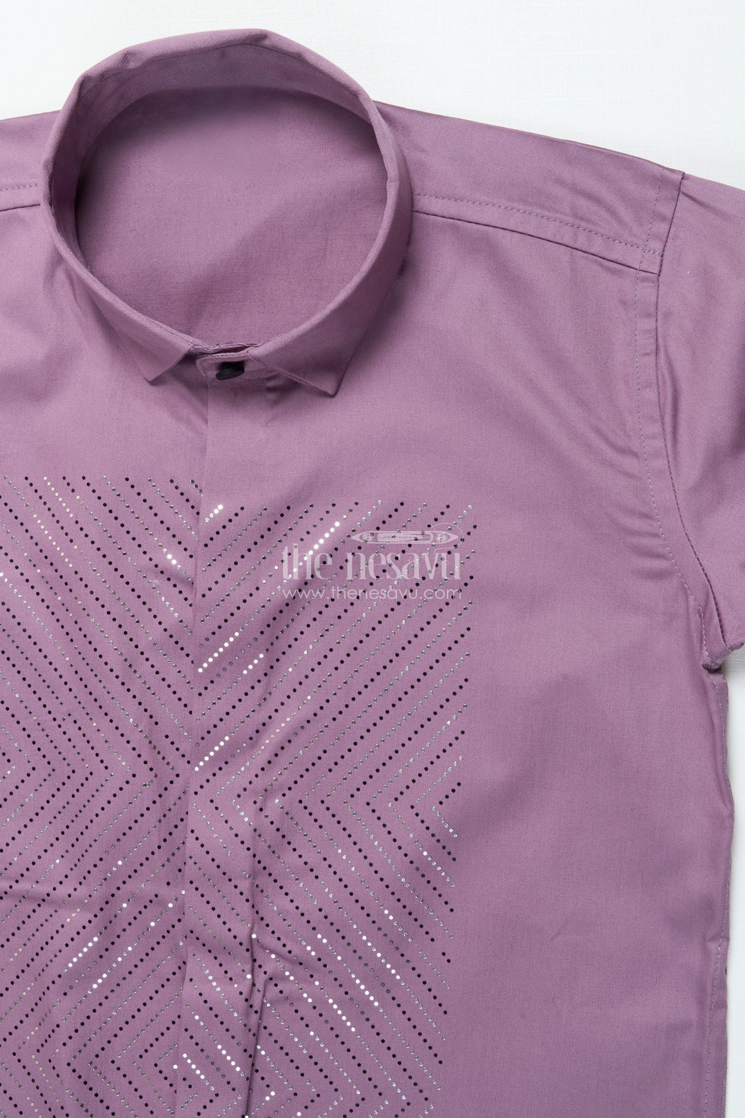 Boys Peach Cotton Blend Shirt with Foil Print Stylish Festive Wear