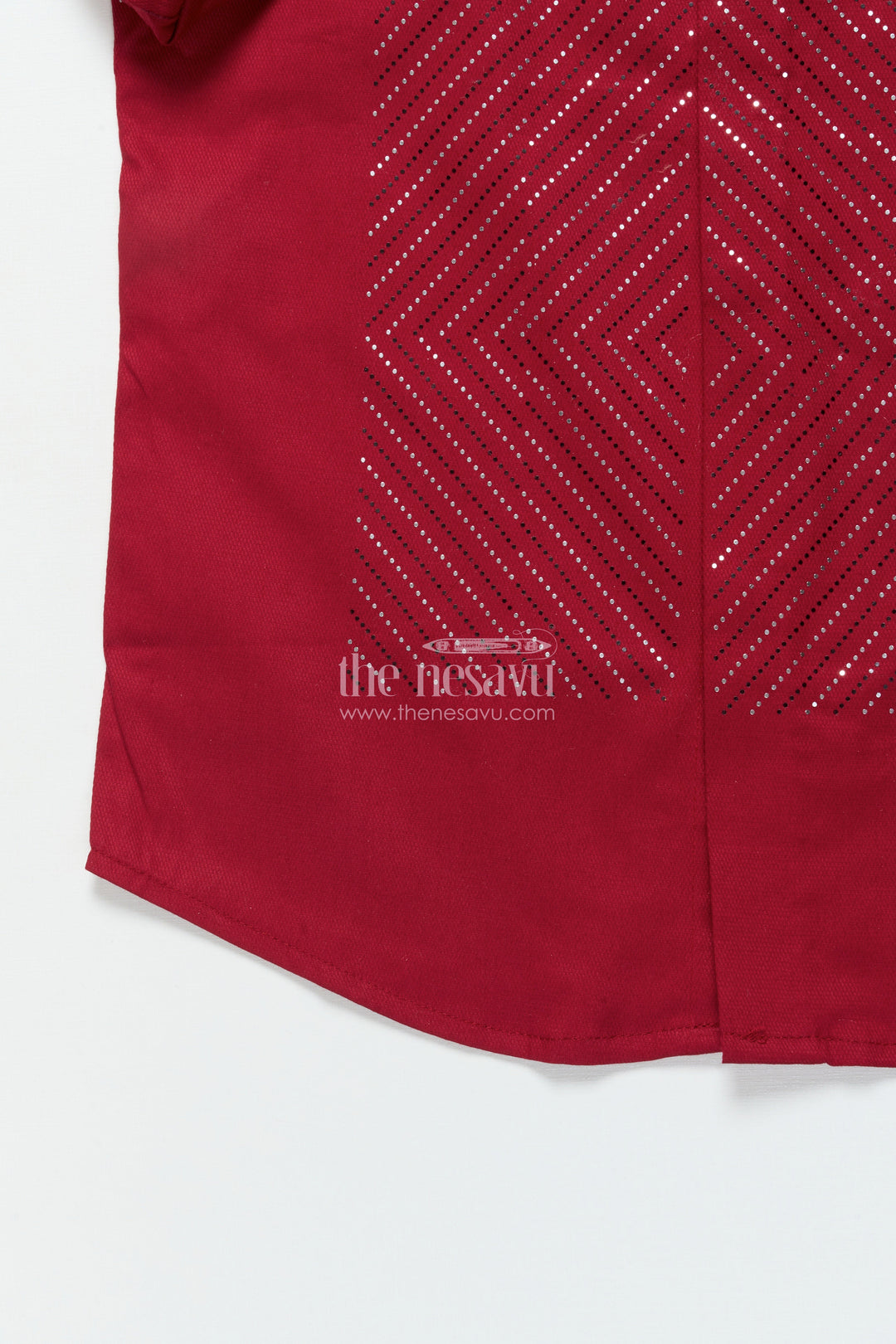 Boys Red Shirt with Designer Foil Print Cotton Blend Festive Shirt