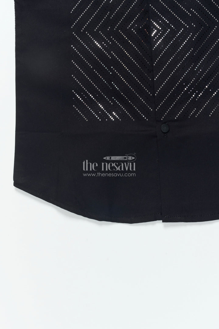 Boys Black Shirt with Foil Detailing Party-Ready Designer Wear