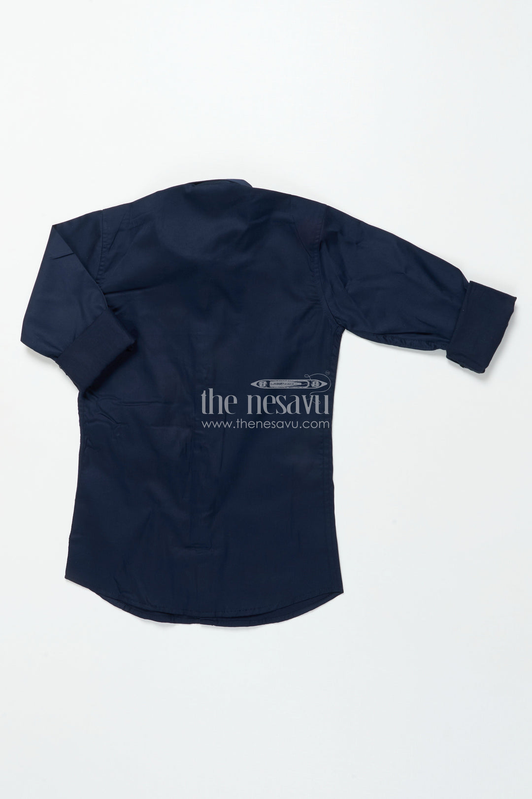 Boys Navy Blue Shirt with Silver Abstract Print Cotton Blend formal Wear