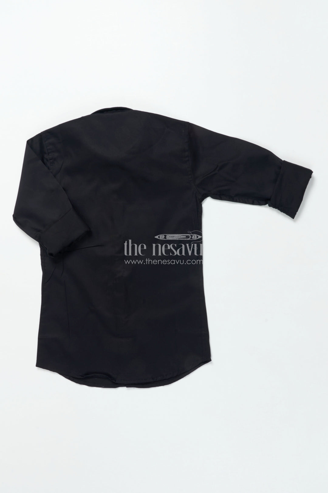 Boys Black Cotton Shirt with Golden Leaf Print Festive Designer Wear