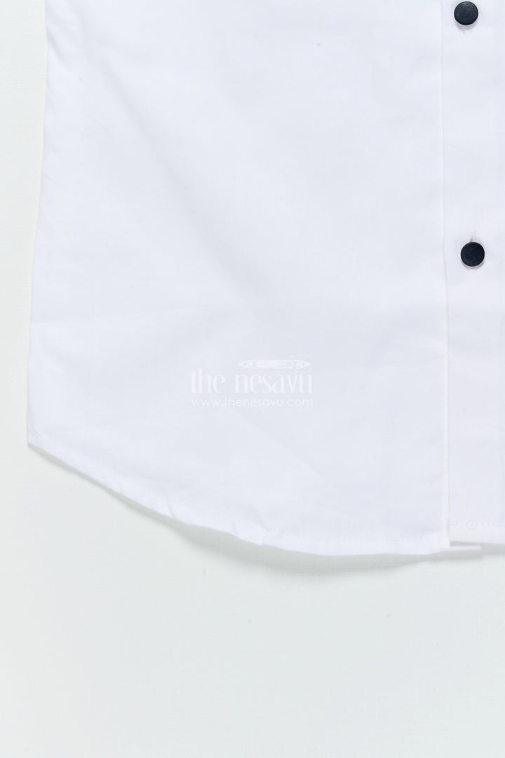 Boys White Cotton Shirt with Multicolor Wolf Face Print Trendy Smart Casual
