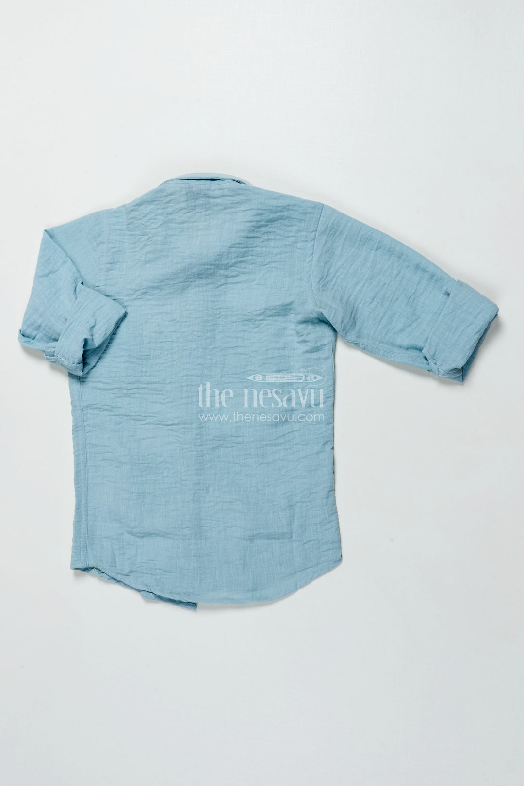 Blue Embroidered Viscose Cotton Shirt for Boys Ethnic Casual Shirt