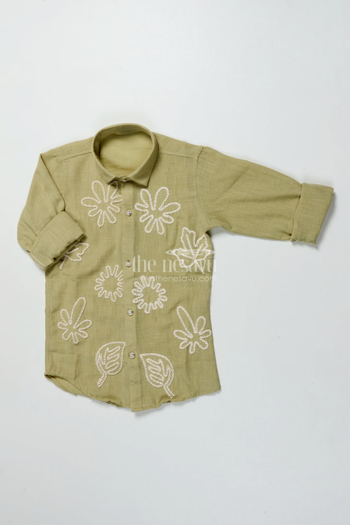 Boys Festive Cotton Shirt with Embroidery for School Events and Family Gatherings