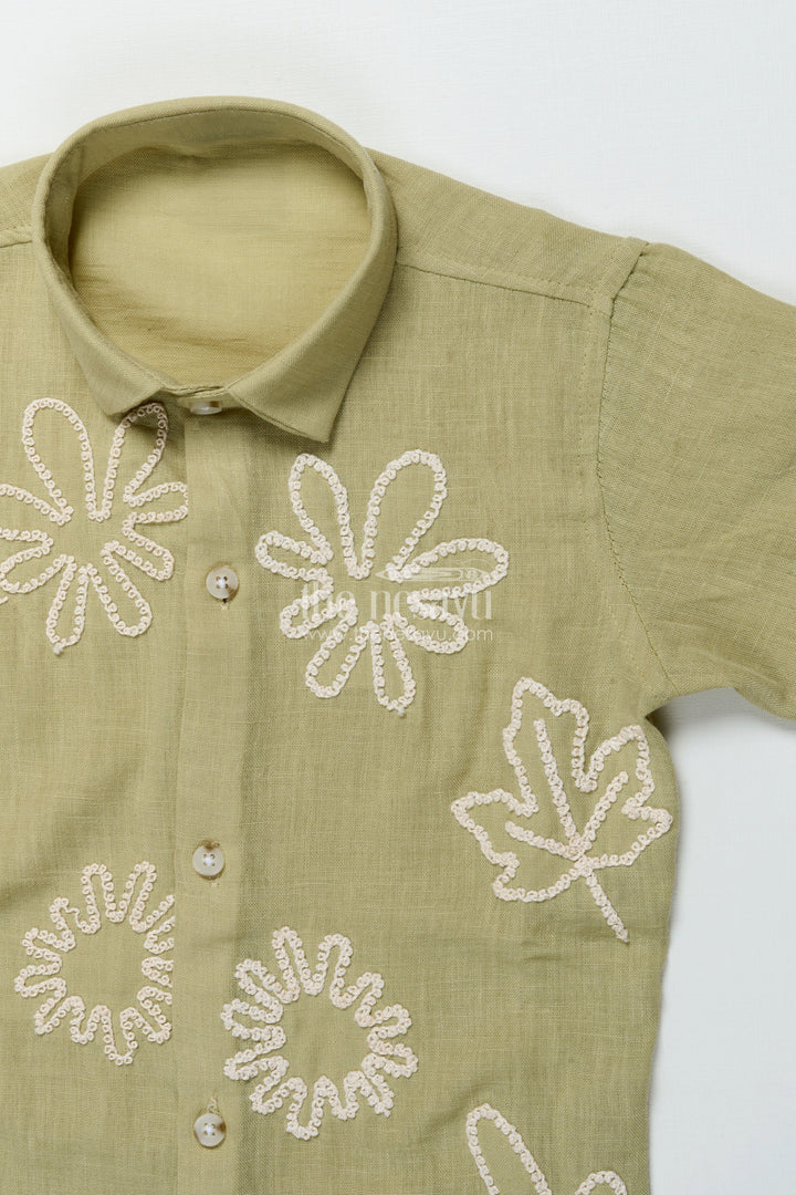 Boys Festive Cotton Shirt with Embroidery for School Events and Family Gatherings