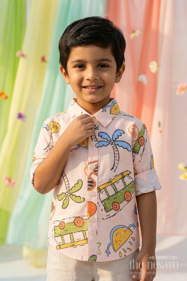 Boys Cotton Printed Shirt for Casual Outings and Everyday Wear