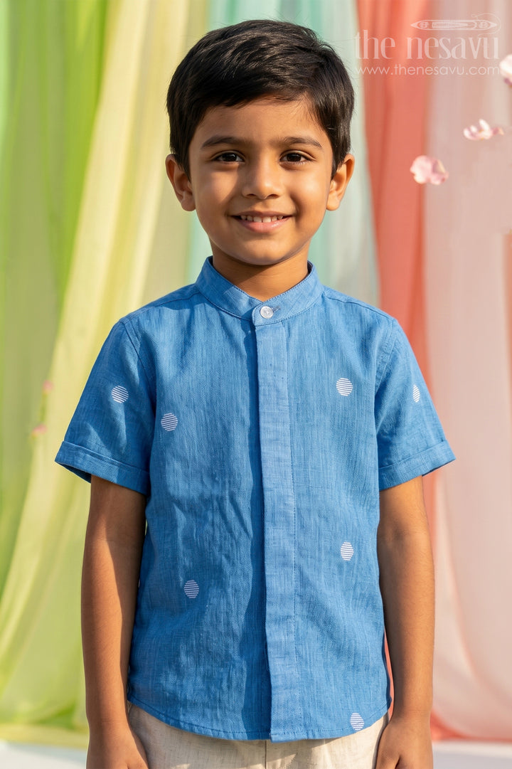 Boys Textured Cotton Shirt for Casual Outings and Holidays
