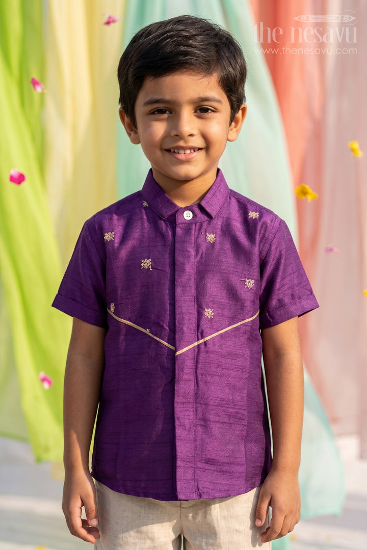 Boys Purple Silk Shirt for Wedding Functions and Festive Styling