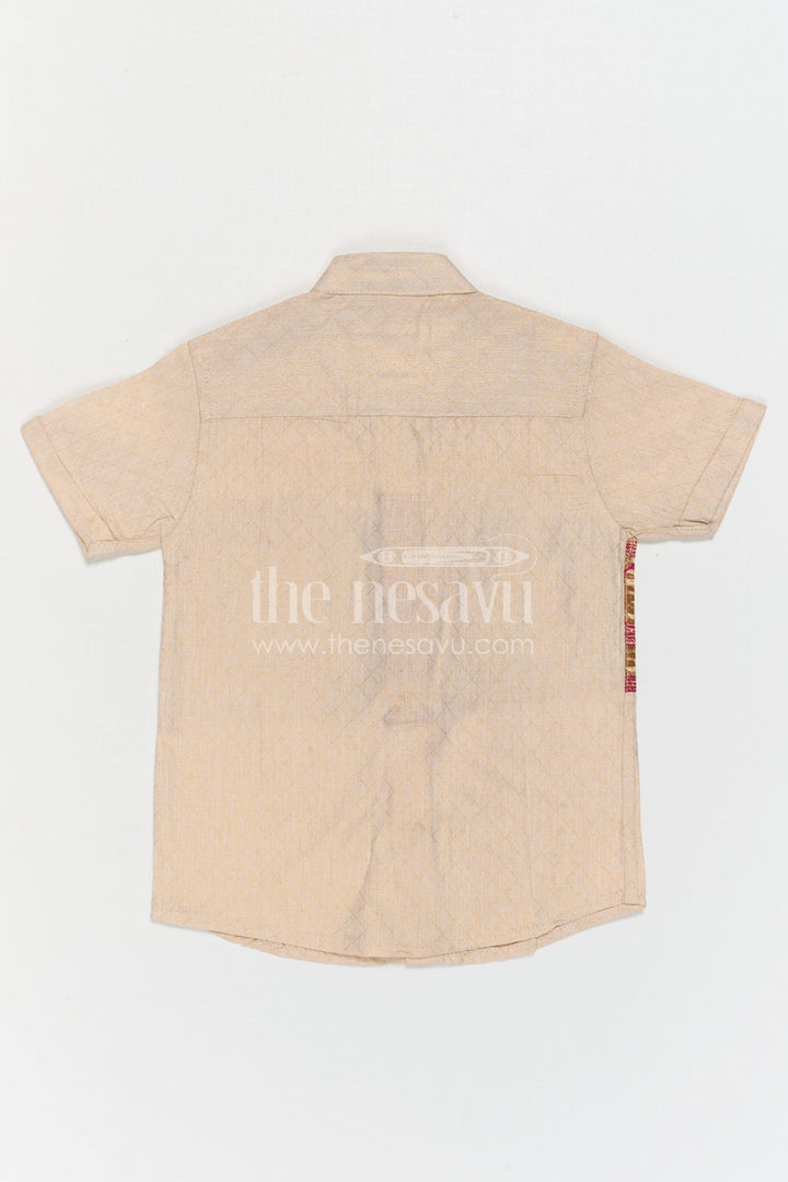 Boys Ethnic Cotton Shirt with Baithani Border for Festive Occasions