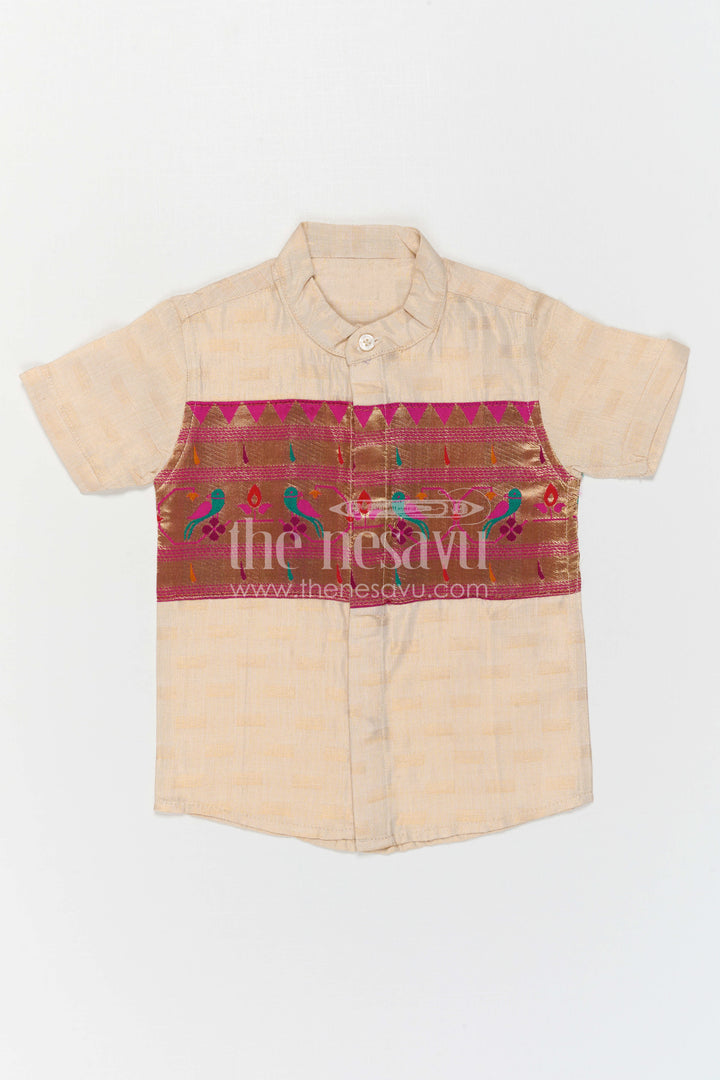 Boys Traditional Cotton Shirt for Pooja Functions and Cultural Wear