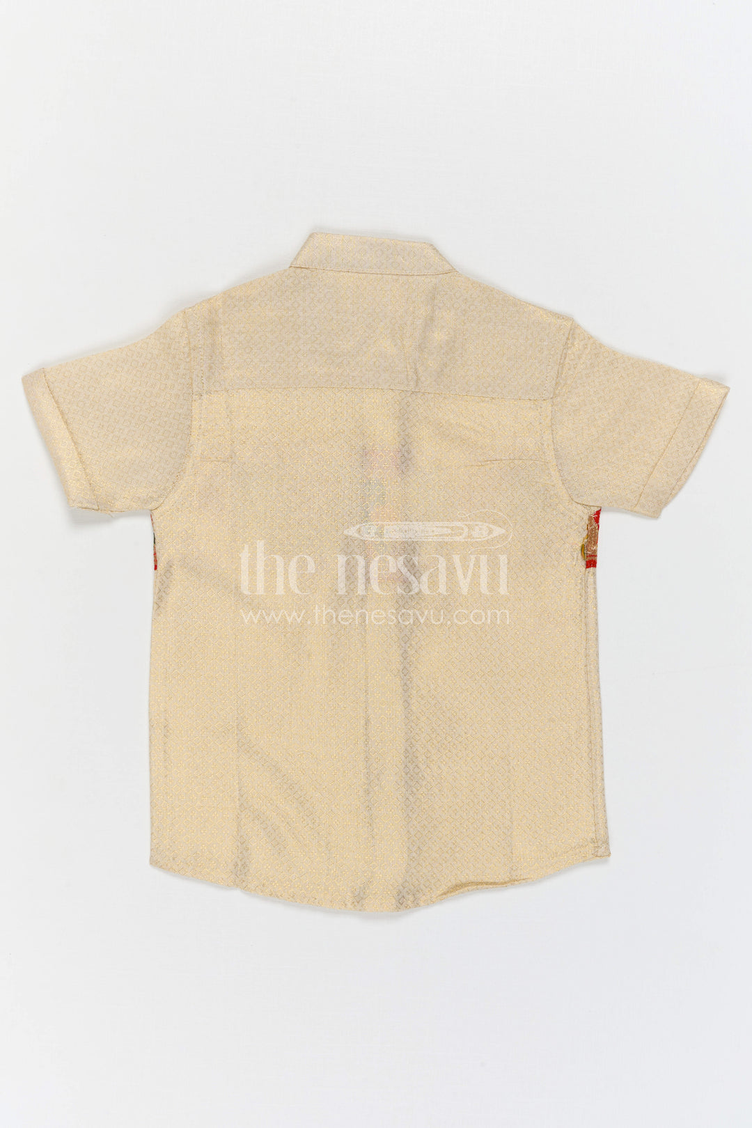 Boys Cotton Shirt with Baithani Border for Festive Occasions and Pooja Wear