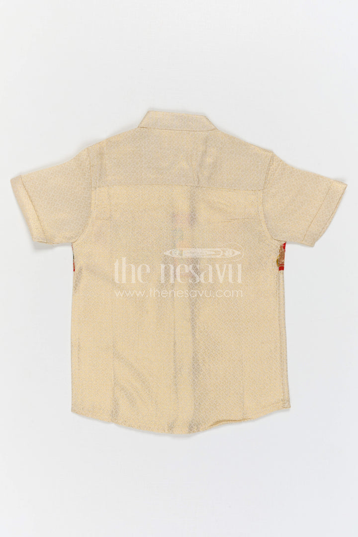 Boys Cotton Shirt with Baithani Border for Festive Occasions and Pooja Wear