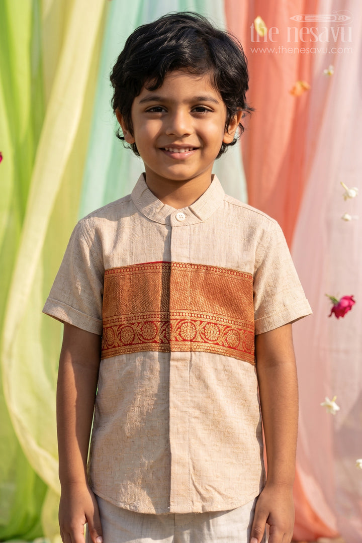 Boys Ethnic Cotton Shirt for Pooja Functions and Traditional Styling
