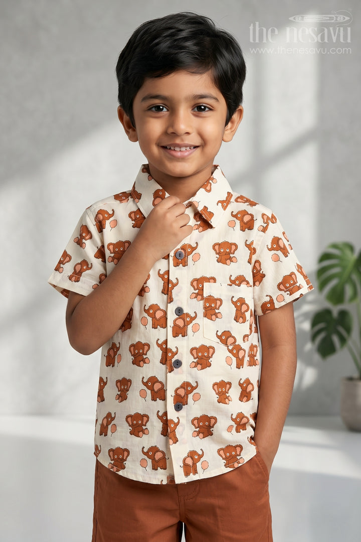 Boys Animal Print Cotton Shirt for Playdates and Casual Outings